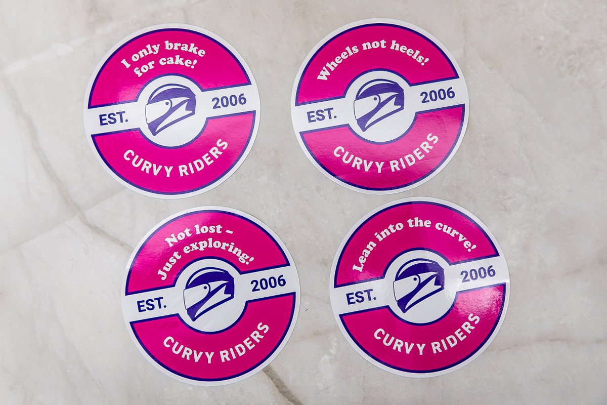 AtlanticCoastUK's tweet image. We love seeing personality come through in print! 🏍️

These fun designs for @CurvyRidersMCC were digitally printed onto gloss vinyl, giving them a vibrant finish built to last. 💪🩷

Which one would you choose? 👇

#stickerprinting #digitalprint #customstickers #motorcycleclub