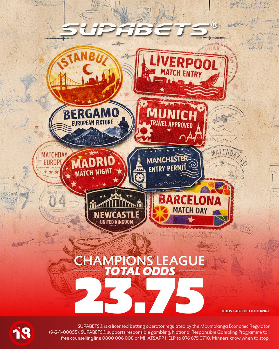 Supabets_mzansi's tweet photo. ⚽️Champions League 🏆
📆Last 1️⃣6️⃣ Leg 1️⃣
Follow us guys🫡
👉 1️⃣0️⃣0️⃣7️⃣6️⃣2️⃣4️⃣ ✅
👉 https://t.co/0iZr9QbA6Y ✅
#UCL #ucllast16 #supaslip #supabet
18+ | Bet Responsibly https://t.co/26Unky5YAs