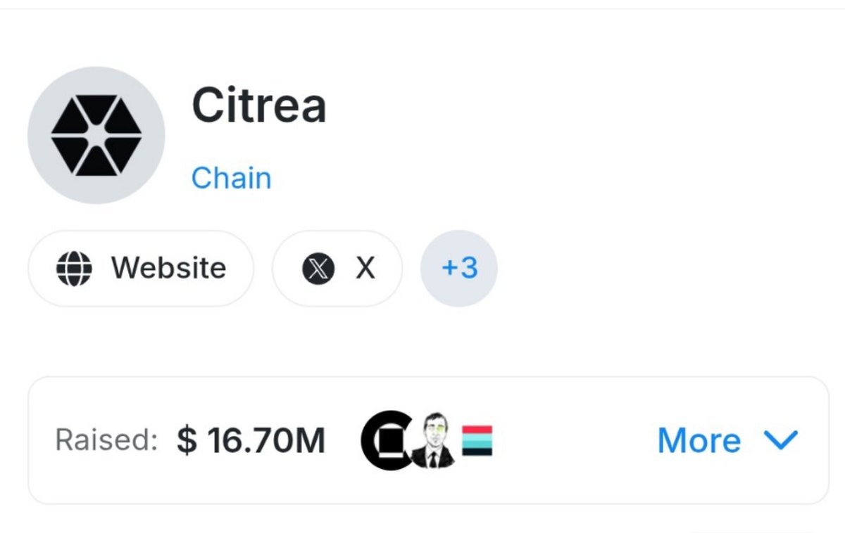 🪂 Less Crowded Opportunity - Citrea Could Be a Biggest Airdrop?

💰 Funding - 16.7 Million 

@Citrea_xyz Mainnet is LIVE. The foundation has been announced - and the airdrop is 100% happening

🏦 Citrea Foundation - <a href="/citrea_fdn/">Citrea Foundation</a>
🪙 Token - $CIT
🪂 TGE - Probably Q3
🫂Backed -