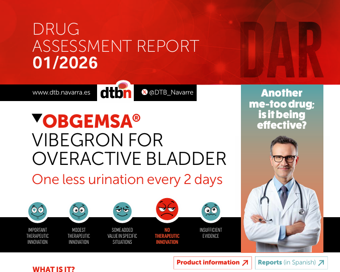 DTB_Navarre's tweet photo. 📢 📢New drug assessment report-  Vibegron for overactive bladder: One less urination every 2 days 📢📢

https://t.co/ZoG4LMskjU

@salud_na https://t.co/opL4FzZFox