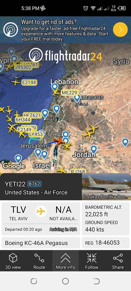 teamyeasin's tweet photo. @Su_35m 🚨 Breaking: 4 U.S. Air Force aircraft have taken off from Tel Aviv and are currently in Jordanian airspace. 🇺🇸✈️ #USAF #BreakingNews #Jordan #Israel https://t.co/U6JSJYNdqA