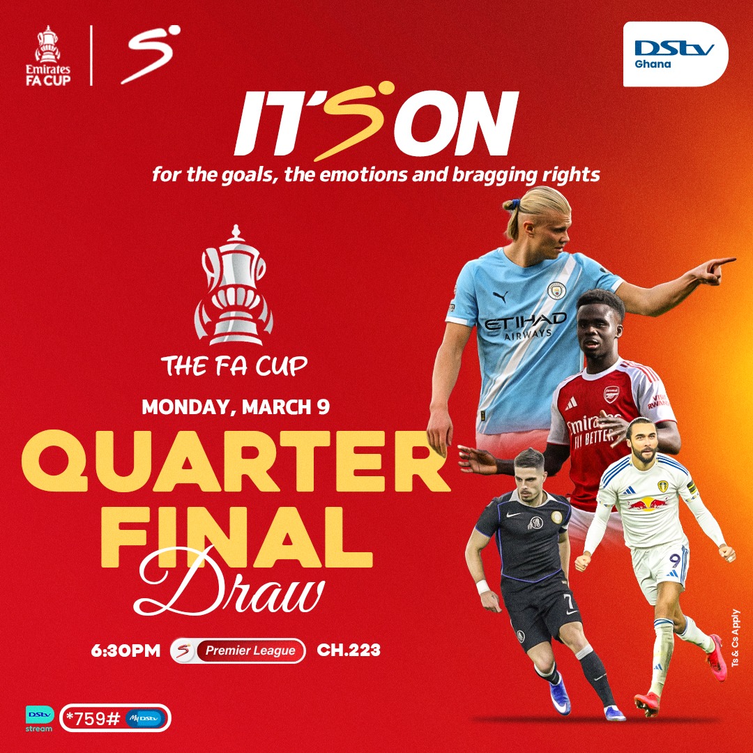 DStv_Ghana's tweet image. The #FACup Quarter-final draw is ON tonight! ⚽ 🏆

Stay tuned to see who your team will face in the next stage of the competition, LIVE in HD at 6:30PM on SuperSport, CH. 223.

You can also stream it on #DStvStream.