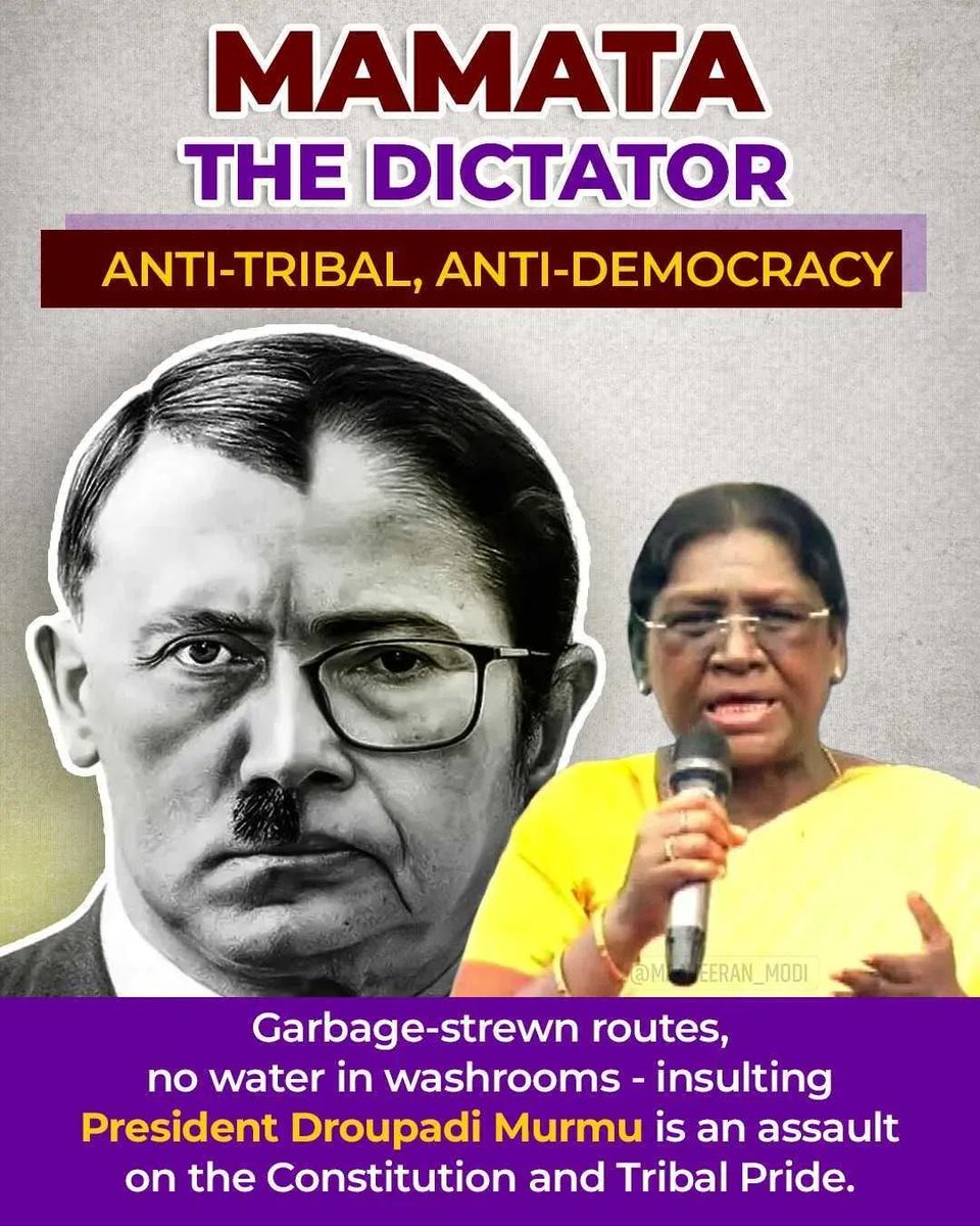 Saffron_Anil_'s tweet image. Shame on you, Mamata! Treating our President with such contempt just because of her Tribal roots?😤

#Mamata