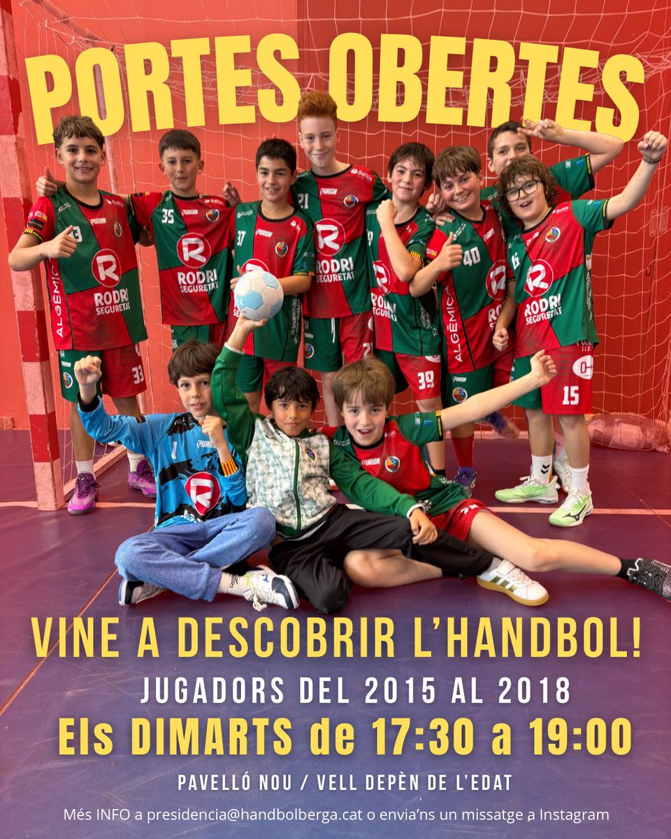 HandbolBerga's tweet photo. 🔴🟢PORTES OBERTES - BUSQUEM NOUS JUGADORS

𝗩𝗼𝗹𝗲𝗺 𝘀𝗲𝗴𝘂𝗶𝗿 𝗳𝗲𝗻𝘁 𝗰𝗿é𝗶𝘅𝗲𝗿 𝗹𝗮 𝗯𝗮𝘀𝗲🔝Busquem nens i nenes del 2016 al 2018 per enfortir la nostre base

📅Vine a entrenar amb nosaltres, coneix l’equip i viu l’ambient del club.

Uneix-te a la nostra família❤️💚 https://t.co/NdChu0aMlO