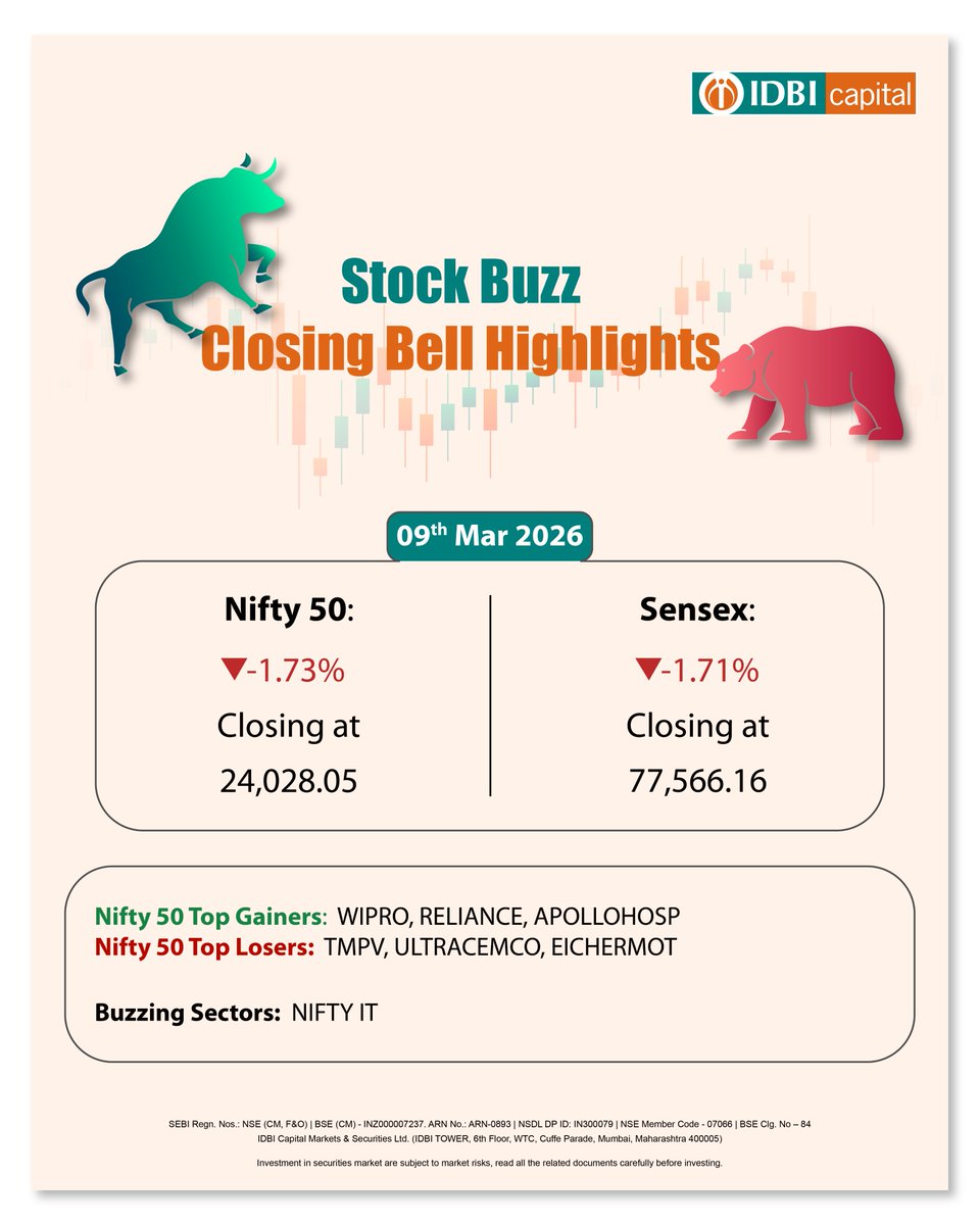 Catch the highlights, top movers and key trends that shaped the market sentiment today.
Follow <a href="/idbidirect/">IDBI direct</a>  for daily market insights and updates.

Disclaimer link (lnkd.in/gyNy2fss)