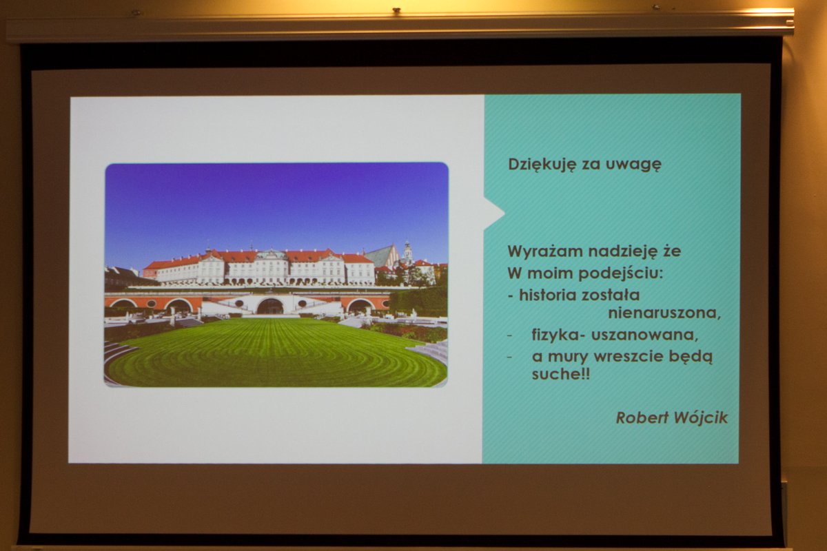 IGIB_UWM's tweet photo. On March 6, 2026, Professor Robert Wójcik, PhD, DSc, Eng., delivered a seminar entitled "A Proprietary Concept for Moisture Protection at the Royal Castle in Warsaw." This was a summary of his path to professorship and an opportunity to express congratulations. https://t.co/oCkWsqGRiY