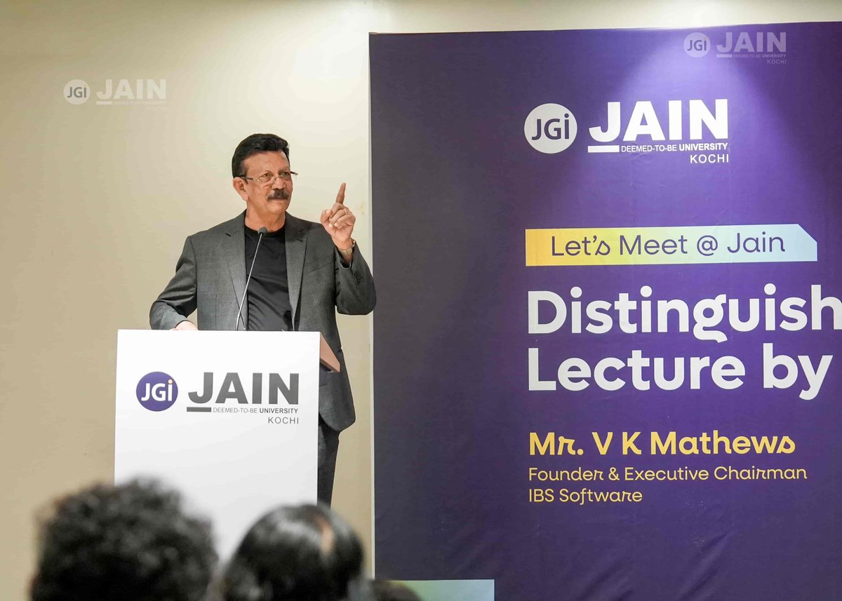 jain_kochi's tweet photo. An exclusive opportunity to learn from an industry pioneer took place at JAIN (Deemed-to-be University), Kochi, during a distinguished lecture by Mr. V. K. Mathews, Founder and Executive Chairman of IBS Software.

#DistinguishedLecture #LetsMeetAtJain #JainUniversityKochi https://t.co/uDjwpqC1sA