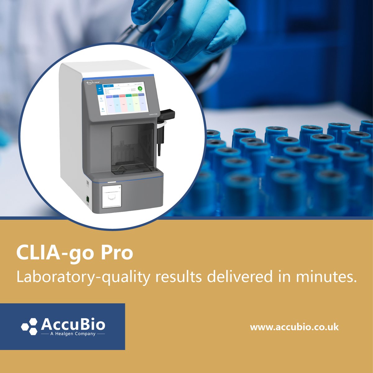AccuBio_Ltd's tweet photo. AccuBio’s CLIA-go Pro system and comprehensive test menu delivers laboratory-quality analytical performance in near-patient and decentralised healthcare settings.

•  Results in 15 minutes
•  40+ test menu

Contact us: https://t.co/7b1sKcFFZS https://t.co/Agq1cOgcfq