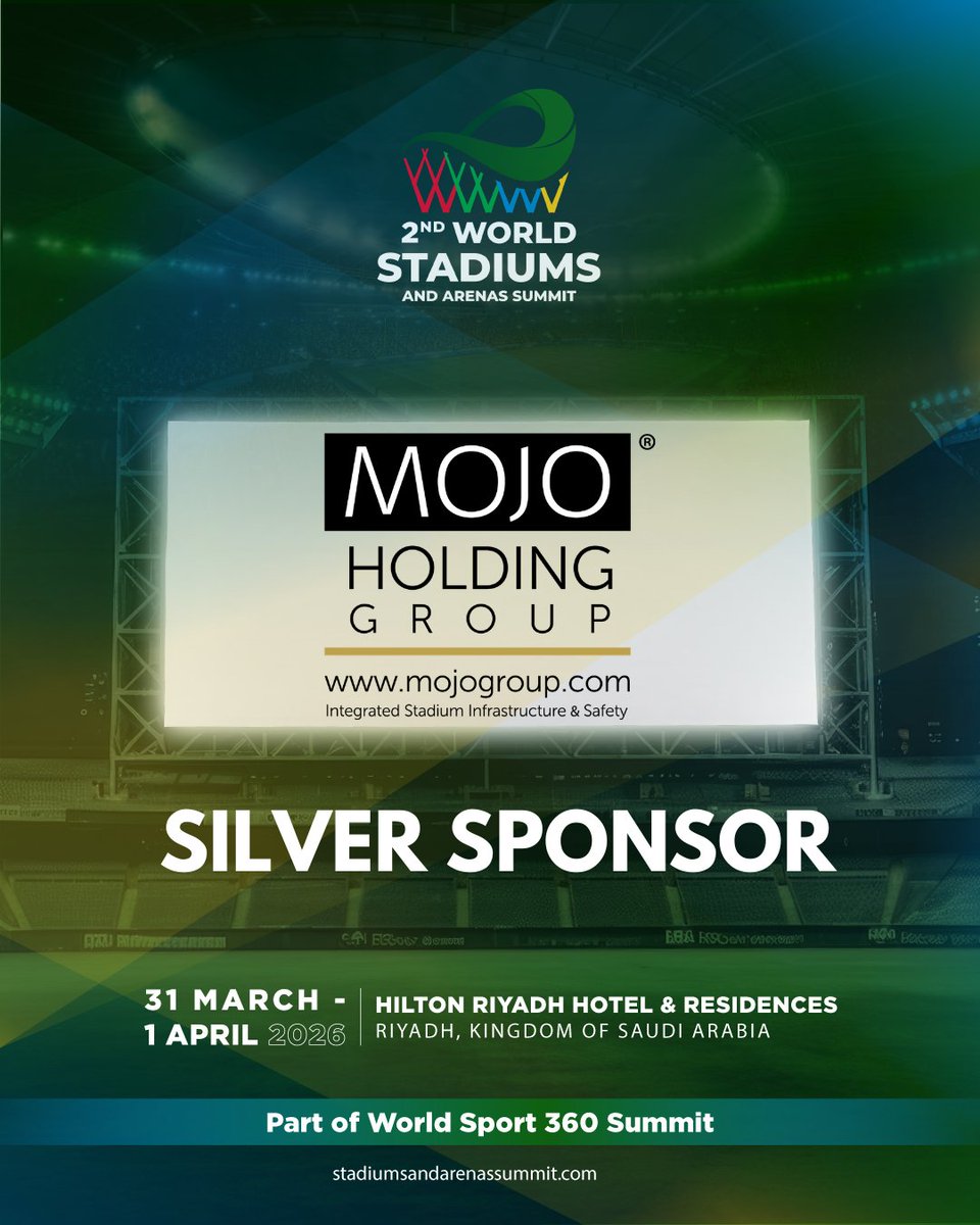 MOJO Holding Group takes part in the World Stadiums and Arenas Summit as a Silver Sponsor, supporting the growth of large-scale, investment-driven stadium &amp; arena developments.

📅 31 Mar–01 Apr 2026 | 📍 Riyadh

#WorldStadiumsAndArenasSummit #SilverSponsor #SportsInfrastructure