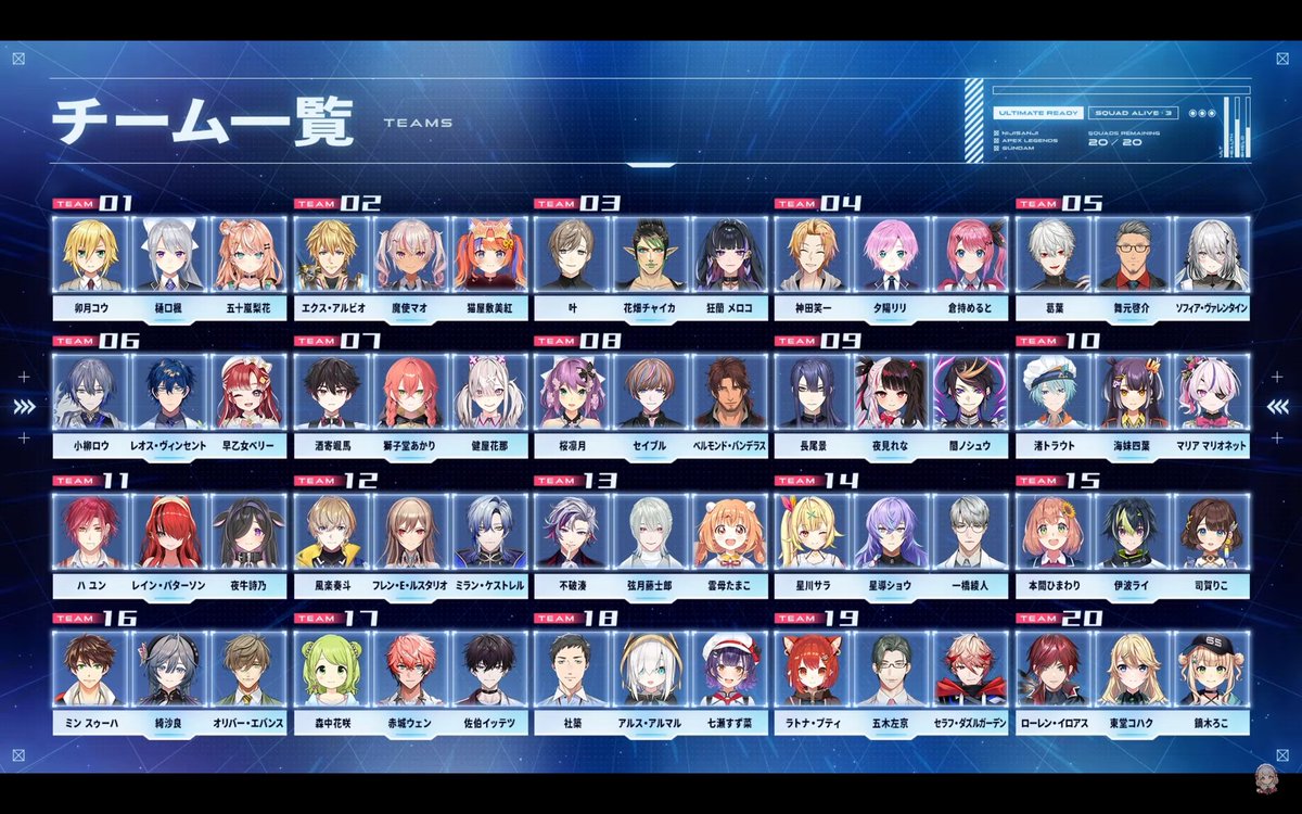 chifumoy's tweet photo. 20 Teams for Niji Apex Festival 2026! https://t.co/Epas7Qy8QN