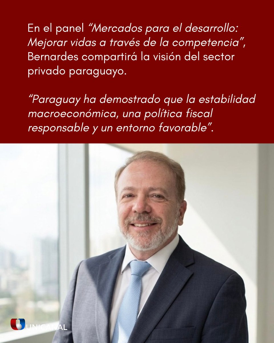Unicanal's tweet photo. IMPORTANTE REPRESENTACIÓN ✅

🔝 El CEO del Grupo JBB, Javier Bernardes, participará como panelista en uno de los foros económicos más importantes del hemisferio.

➡️ Se trata de la Asamblea Anual de Gobernadores del BID, un hito que posiciona a Paraguay y al sector privado nacional en el centro del debate sobre desarrollo.

#Unicanal