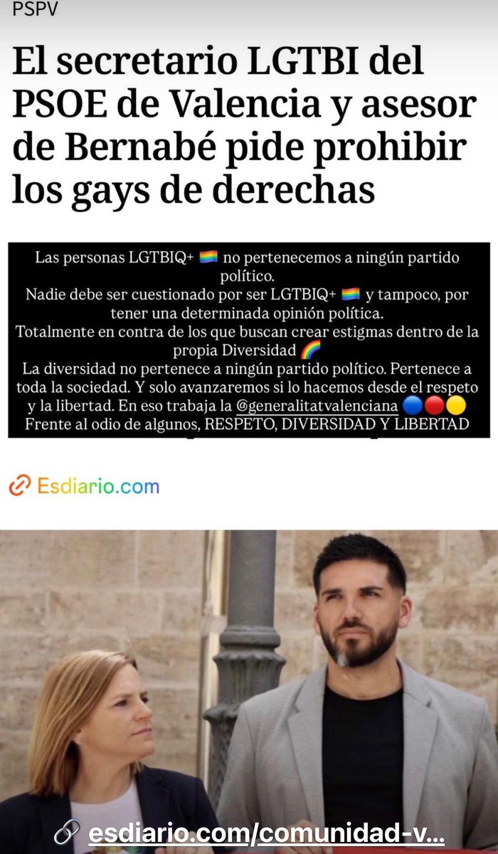 Cristia25986832's tweet image. Asesor de #bernabe pide prohibir los gays de derechas , y digo yo este señor quien es para dirigir la vida de los demás. Pilar que gente tienes asesorándote ?  
Eres la vergüenza valenciana