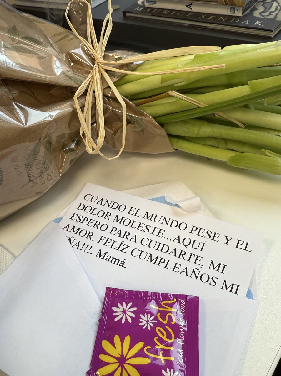 mi madre mandándome tulipanes a la oficina con una tarjeta con la letra de auxiliar de amaia ella quiere que yo hoy me mate