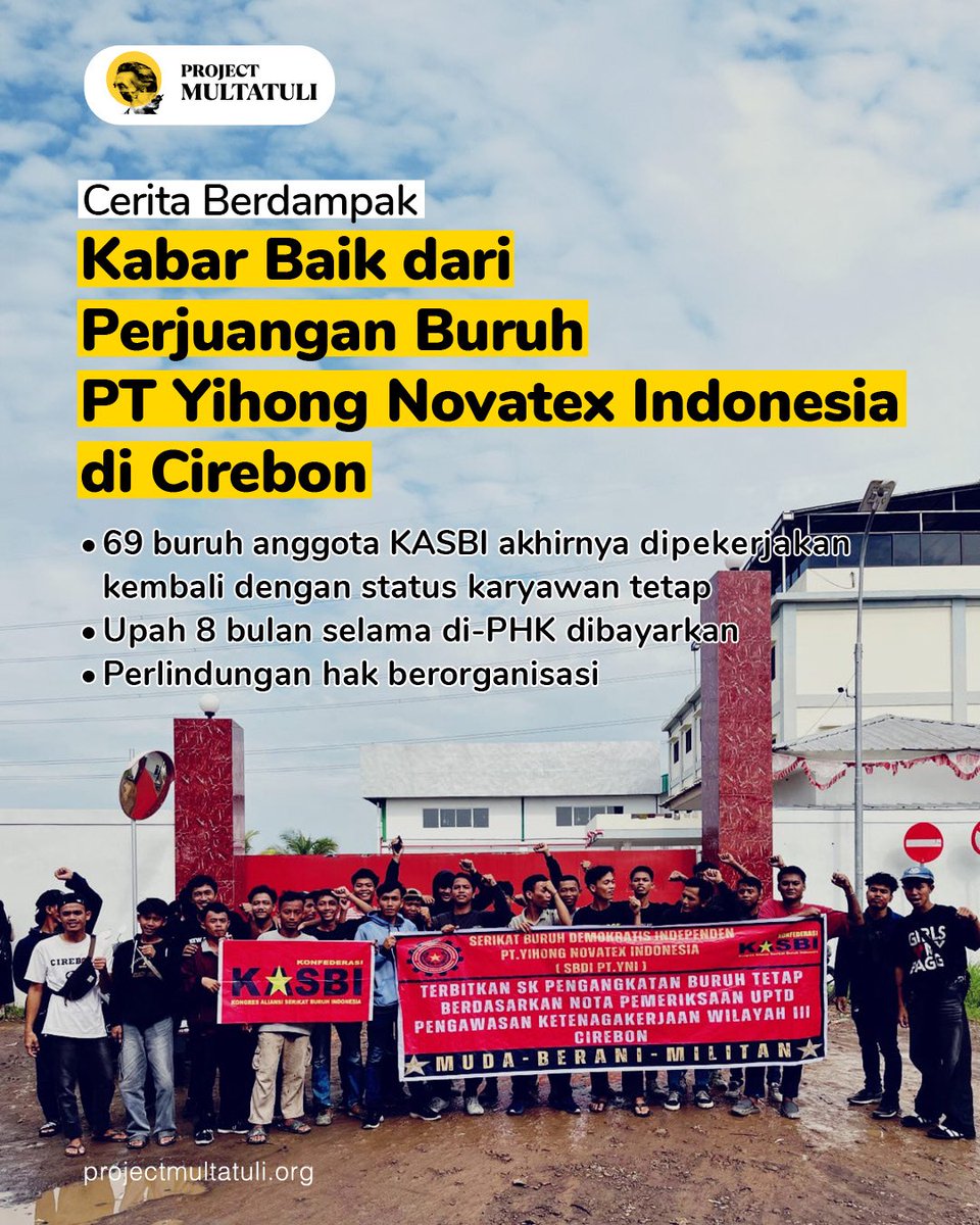 Satu lagi cerita berdampak.

Di Cirebon, buruh-buruh yang membuat sepatu berlabel New Balance, Under Armour, Asics, Crocs, Brooks, dan On Cloud melawan dan menang! ✊🏻

projectmultatuli.org/phk-massal-dan…

#CeritaBerdampak #ProjectMultatuli #YaAkuBakalDibaca