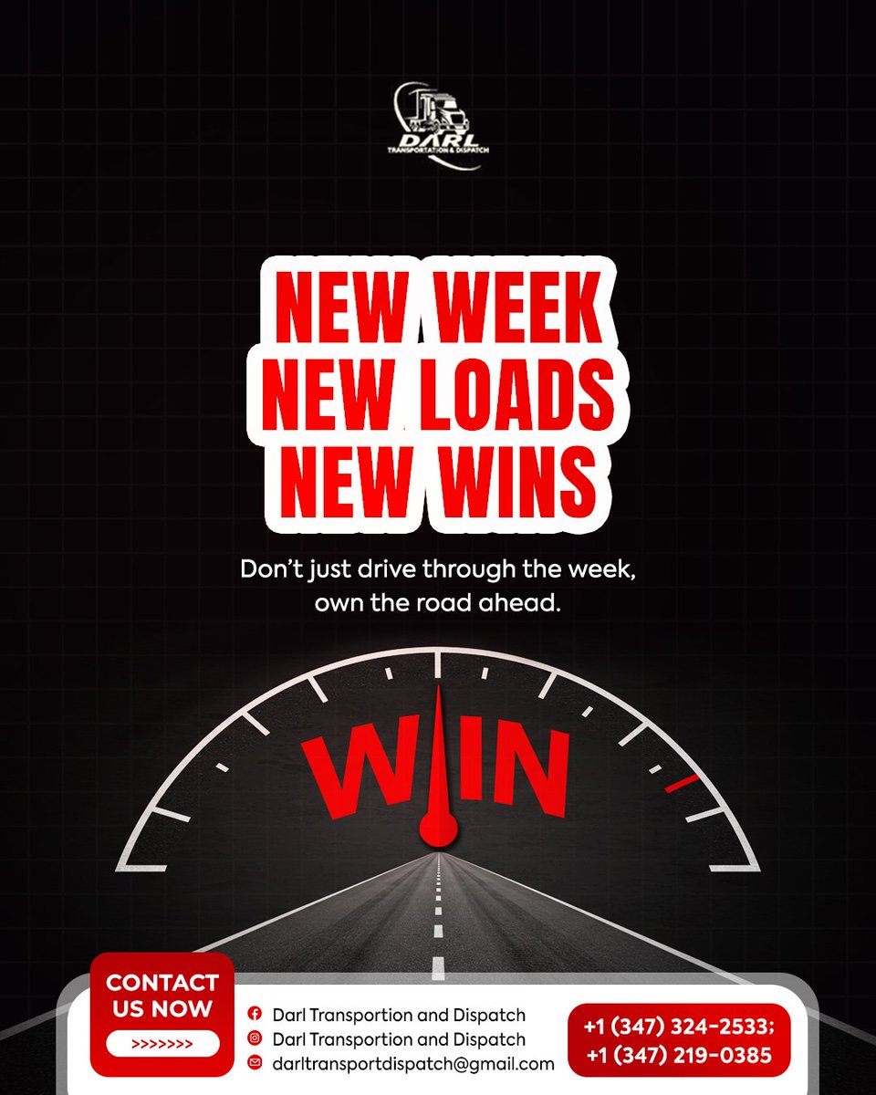 darldispatch's tweet image. Rolling into the week with big moves and bigger wins. Let’s make it count! 🚛✨

Hashtags:
#DARLDispatch #FreightFlow #TruckersLife #OnTheMove #LogisticsWins #HaulStrong #DriveAndConquer #TransportLife #KeepPushing #RoadToSuccess