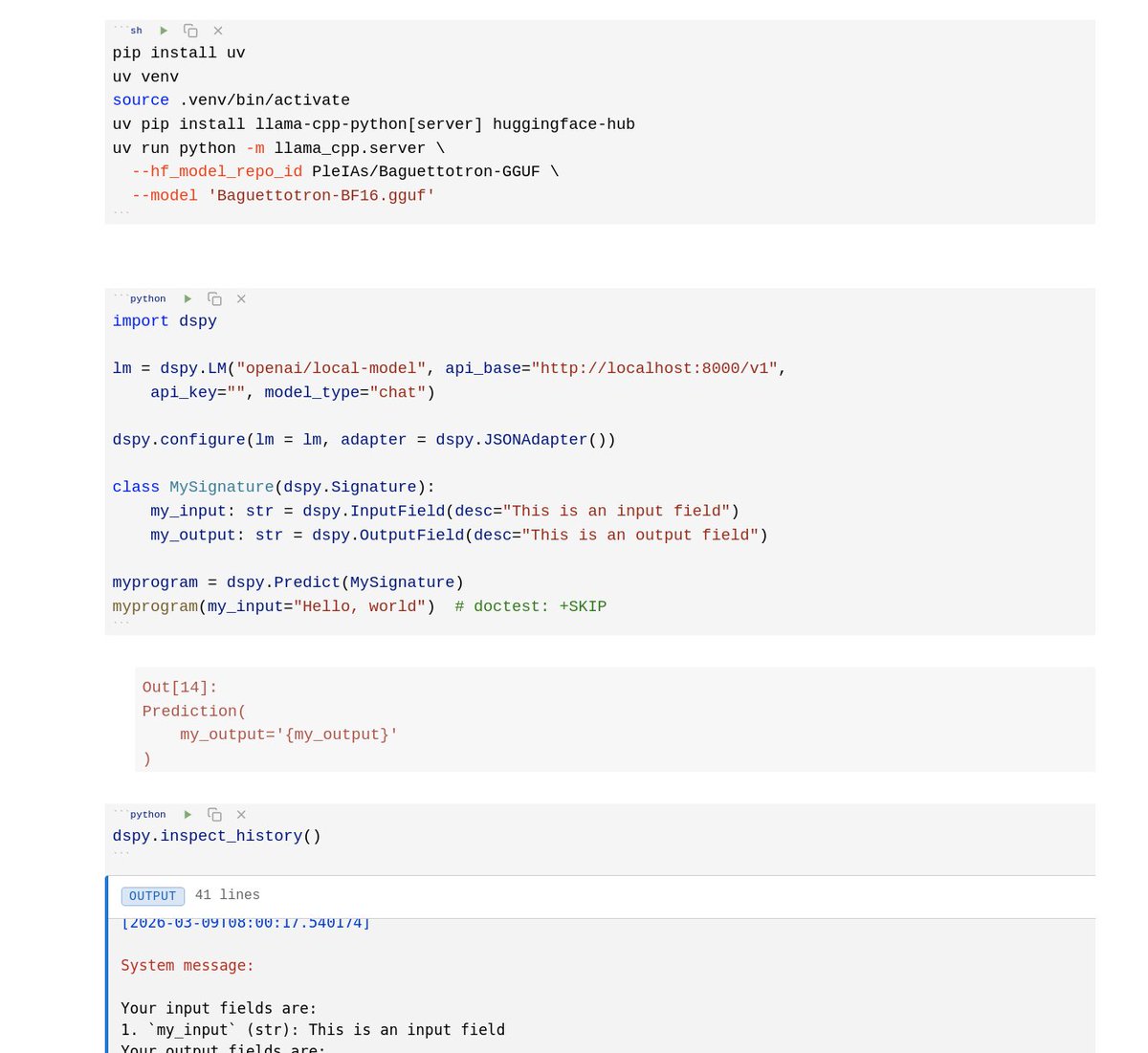 Commands and DSPy config