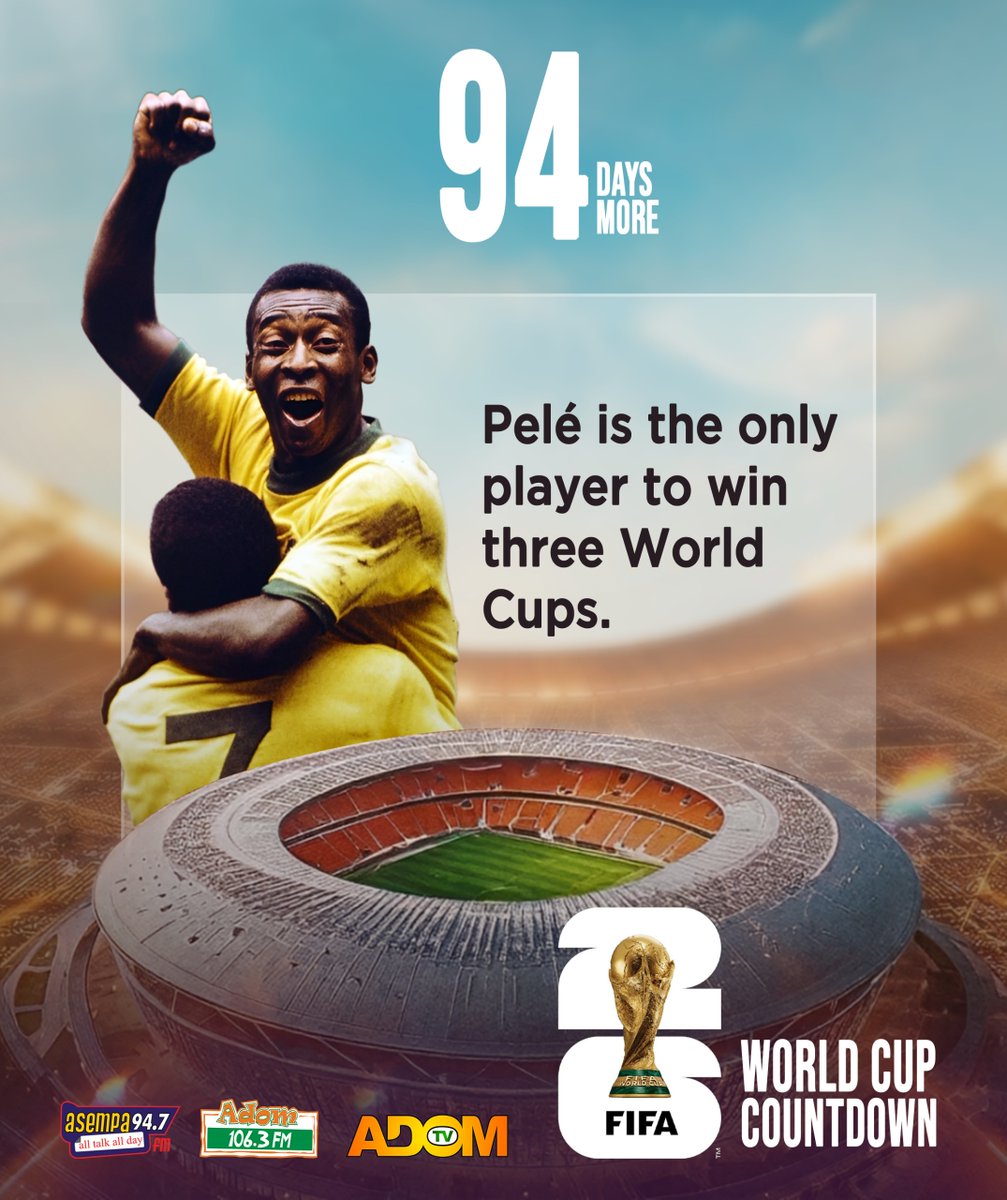 Adom1063fm's tweet image. 2026 FIFA World Cup: 94 days to go!

Remembering the greatness of Pelé.📷

#AdomSports