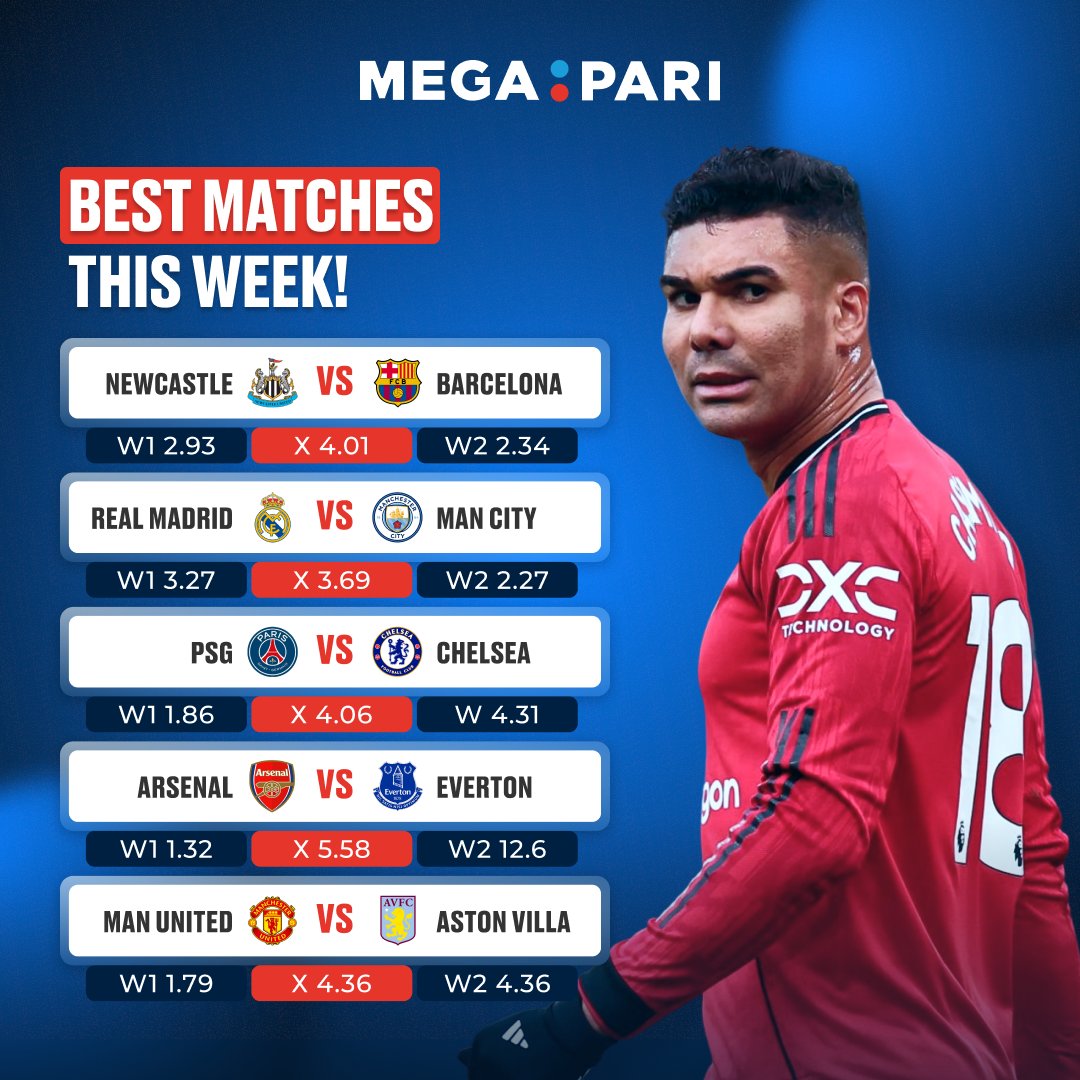 🔥 TOP GAMES THIS WEEK ⚡

⚽ The Champions League heats up as the Round of 16 kicks off!
⚔️Over in England, Man United hosts Aston Villa among other top clashes 🔥

🎯 Place your bets early, win more> megapari.media/4sSvWYE

#Megapari #UCL #EPL #SportsBetting #Football
