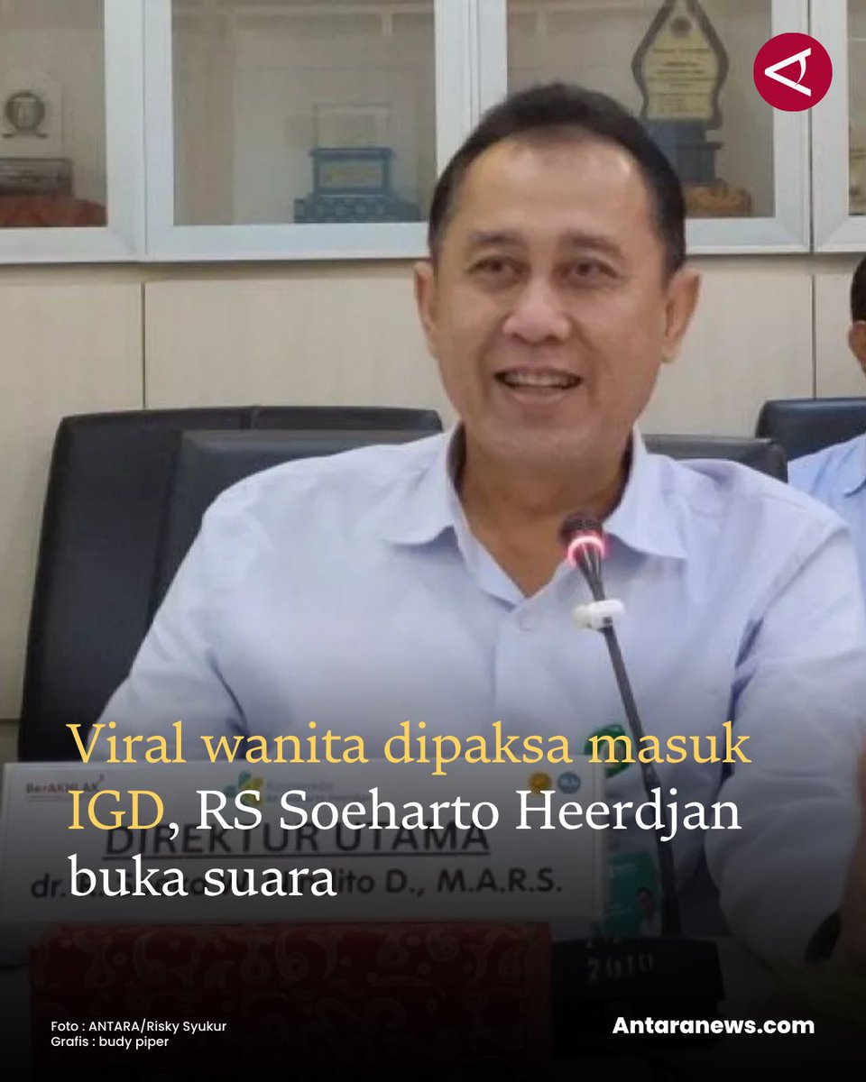antaranews's tweet photo. Direktur Utama RS Soeharto Heerdjan, dr. Soeko W. Nindito menegaskan bahwa pasien EO yang tiba di rumah sakit pada 31 Januari itu bukan karena dijemput paksa, melainkan diantar langsung oleh keluarganya karena kondisi kesehatan mental pasien.
#rumahsakit #igd #viral
Baca selengkapnya
https://t.co/V99SgWHPjQ