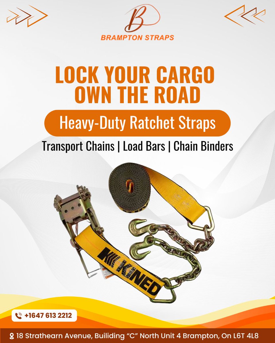 BramptonStraps's tweet image. Secure your cargo with heavy-duty ratchet straps from Brampton Straps. Buy Ratchet Straps Online at Low Prices from Brampton Straps for dependable cargo control solutions.

🌐 bramptonstraps.ca
☎️ +16476132212

#ratchetstraps #cargocontrol  #transportgear  #bramptonstraps