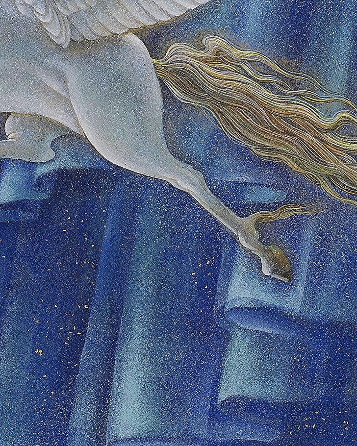 atelieraun's tweet image. #Pegasus  #AURORA  

『極光』 「Northern Lights」

S4号(333mm×333mm) 材料：雲肌麻紙・顔料・膠・金箔・金泥
個人蔵

Japanese hemp paper (Kumohada-mashi), pigment, glue, gold mad,gold foil, private collection