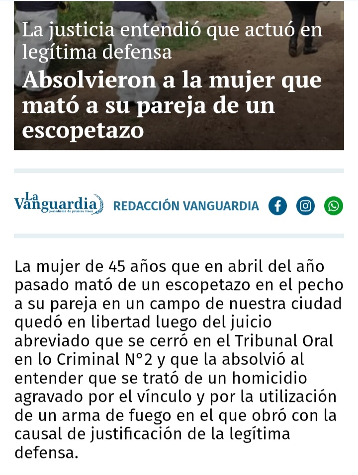 Balcarce: esta mujer no paso un año en domiciliaria y ya está libre.
El muerto es él, recuerden
"Sufría VdG" la palabra mágica para matar hombres como moscas y sin castigo.
LA VIOLENCIA NO TIENE GÉNERO 
<a href="/JMilei/">Javier Milei</a> <a href="/CorteSupremaAR/">Corte Suprema de Justicia de la Nación</a> <a href="/PatoBullrich/">Patricia Bullrich</a> <a href="/AleMonteoliva/">Alejandra Monteoliva</a>
