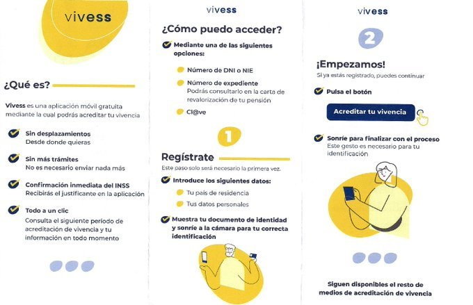 ConsejeriaFr's tweet photo. ⚠️Novedad sobre la acreditación de la #Vivencia 2026
📌Este año deberás presentarla en 2⃣ ocasiones:
🔹Del 1/01 al 31/03 y,
🔹Del 1 al 30/09.
💡Usa la App 📲#VIVESS para agilizar el trámite y evitar desplazamientos innecesarios.
🖇️https://t.co/Ch6NMOsFMF
#FeDeVida
#pensiones https://t.co/lADG9TUAYU