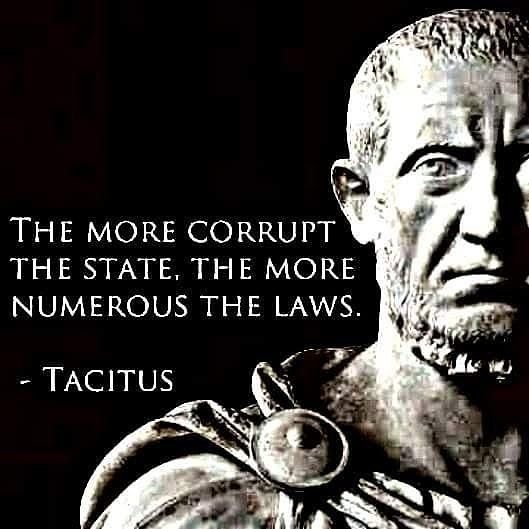 ShedoPumping's tweet photo. @Literariium @elonmusk “The more corrupt the state, the more numerous the laws”

—Tacitus https://t.co/WNTjgPgmir