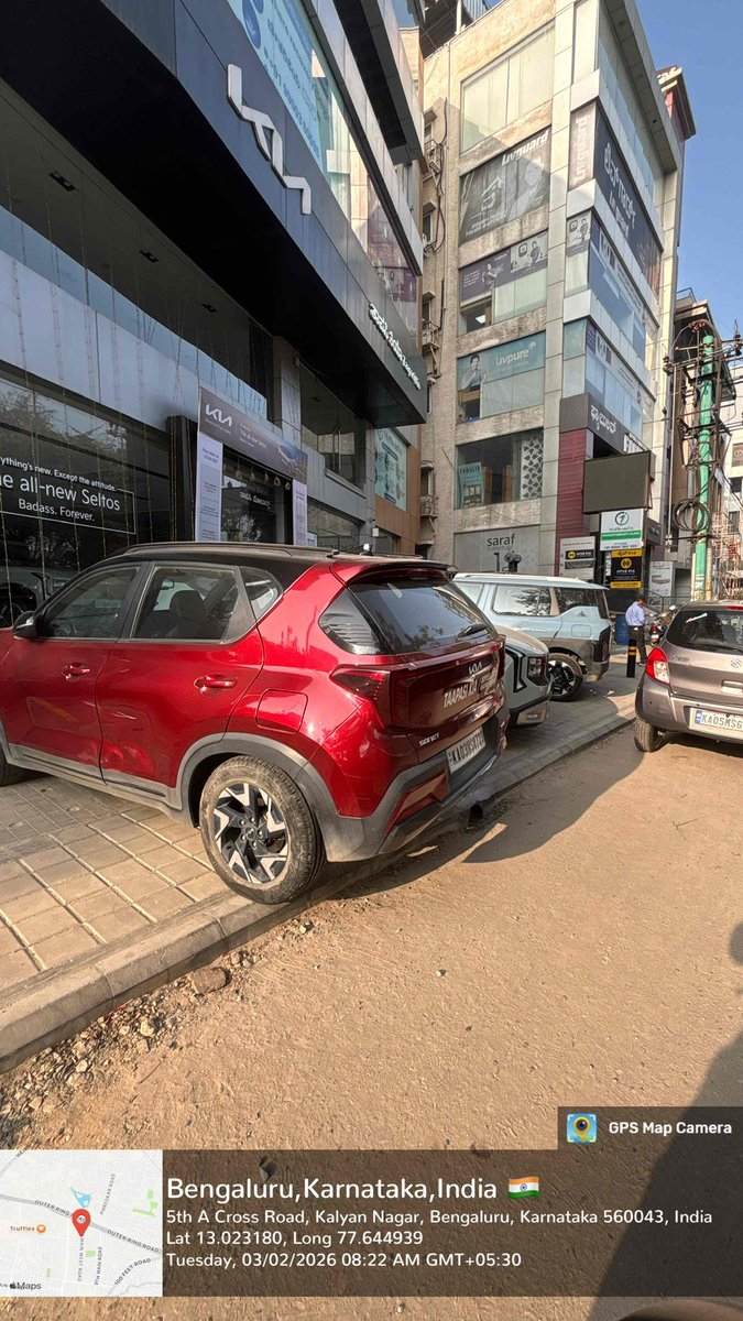 <a href="/KiaInd/">Kia India</a> <a href="/CPBlr/">CP Bengaluru ಪೊಲೀಸ್ ಆಯುಕ್ತ ಬೆಂಗಳೂರು</a> <a href="/Jointcptraffic/">Joint CP, Traffic, Bengaluru</a> <a href="/DCPTrEastBCP/">DCP Traffic East ಉಪ ಪೊಲೀಸ್ ಆಯುಕ್ತರು ಸಂಚಾರ ಪೂರ್ವ</a> <a href="/GBA_office/">Greater Bengaluru Authority</a> TAAPSI KIA in HRBR Lyt has  hijacked footpaths, Residential roads to park their showroom cars, used cars, service cars. Thier reckless attitude needs to be cribbed with firm warning &amp; decisive action. <a href="/tv9kannada/">TV9 Kannada</a> <a href="/BangaloreMirror/">Bangalore Mirror</a>