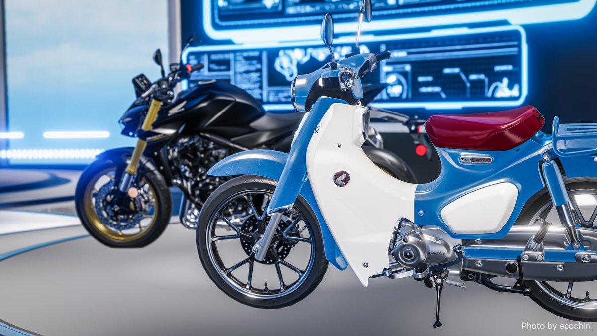 honda_Motanion's tweet photo. ／
『HondaMotanion』公開まであと2日❗
＼
実は、このバイクは実車ではなくワールドのギミックなんです👀
またがってエンジンをかけたりパーツごとにカラーのカスタマイズもできます❗
写真を撮ったりエンジン音を聞いたりして楽しんでください🏍✨
#Honda #HondaMotanion #VRChat #VRChat_world紹介 https://t.co/YwOgb2RvbE