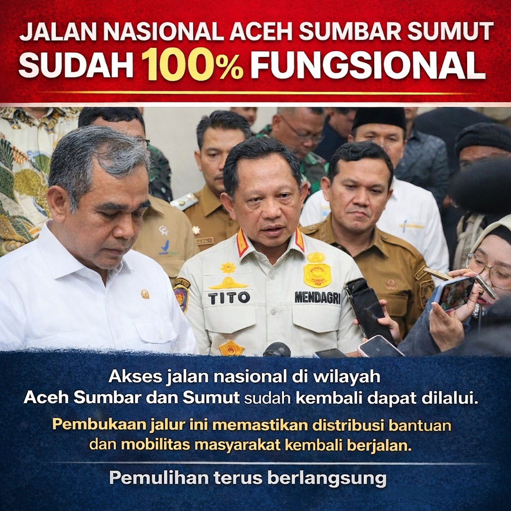 Setelah bencana, akses jalan nasional di Aceh, Sumbar, dan Sumut sudah normal lagi, mobilitas warga kembali lancar #PemulihanPascabencana