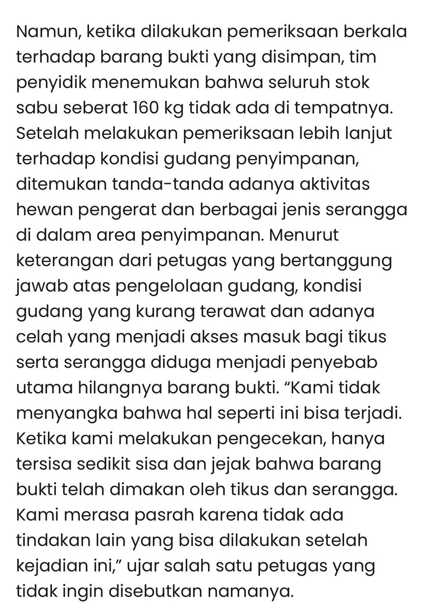 Sabu 160 kilo dimakan tikus dan serangga 🐛 😌