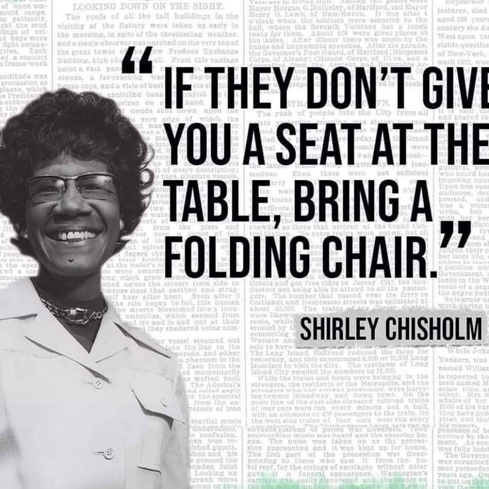 BlkHistStudies's tweet photo. Grand Rising Global Family! A strong woman is a woman determined to do something others are determined not be done. One Love & Unity! #noexcuses #makeyourowntable #womenhistorymonth #shirleychisolm https://t.co/lJfEygmdoP