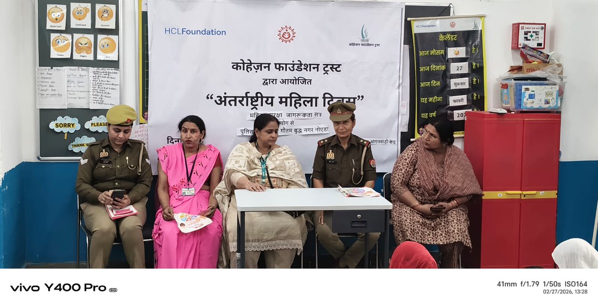 CohesionF's tweet photo. We celebrated #IWD2026 with community women &amp; Anganwadi workers.
With support from the Police Commissionerate GB Nagar, awareness sessions on women’s safety &amp; government schemes were conducted, along with fun activities to celebrate &amp; appreciate their contributions. https://t.co/kAE515Ygy4