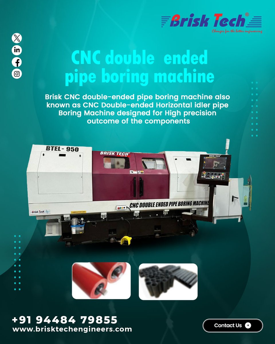 brisktechindia's tweet image. 🔧 CNC Double-Ended Pipe Boring Machine – Precision on Both Ends!
The Brisk CNC Double-Ended Pipe Boring 
📞Call Us:+91 94484 79855
🌐 Explore more: brisktechengineers.com

 #cncmachine #pipeboringmachine #Manufacturing #IndustrialMachinery #PrecisionEngineering #CNCAutomation