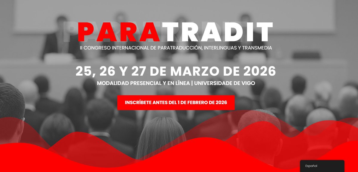 navarrotradmed's tweet photo. II Congreso Internacional de Paratraducción, Interlinguas y Transmedia (formato híbrido) #ParatradIT
Vigo (Pontevedra🇪🇸): @FFT_Uvigo @uvigo @Univcordoba @UA_Universidad @UA_Universitat, 25-27 de marzo.
Info: https://t.co/J7taqBljBC https://t.co/jGwJR9yMdc