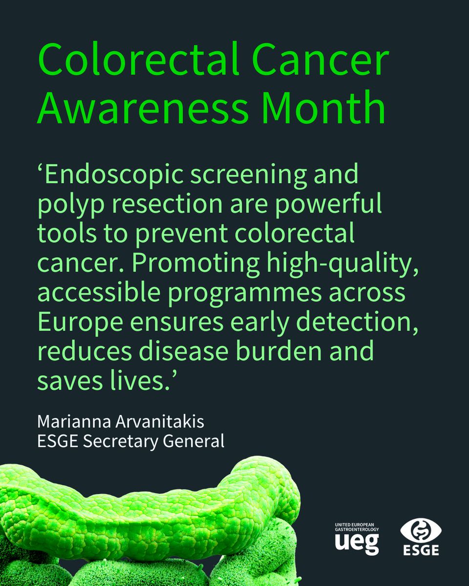 my_ueg's tweet image. #CRC is highly preventable but remains a leading cause of cancer death in Europe. 
ESGE Secretary General Marianna Arvanitakis stresses the need for quality, accessible endoscopic screening to reduce disease burden. @ESGE_news​

Learn more ➡️ ueg.eu/p/78 #EUNewsline