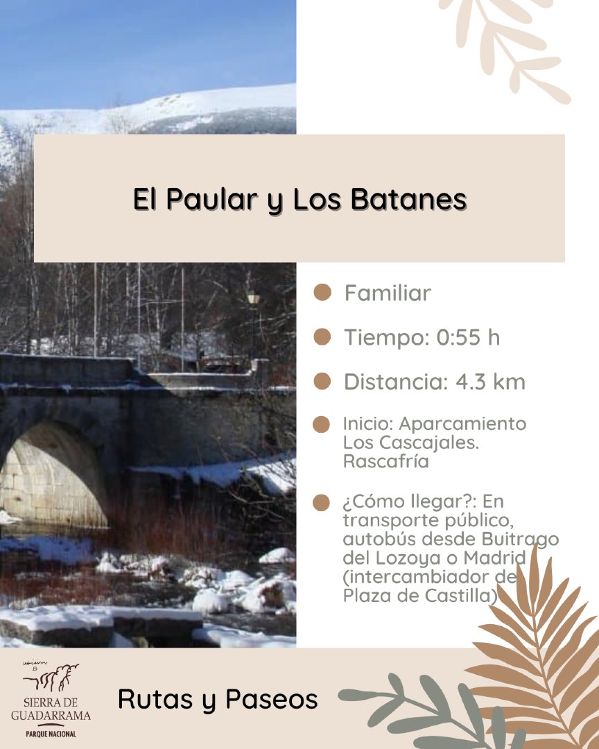 PN_Guadarrama's tweet photo. #ElPaular y #LosBatanes
Recorrido circular de 4.3 km de longitud que parte y llega al aparcamiento los Cascajales en el casco urbano de #Rascafría
👉 Info y track: https://t.co/l8NrUPxIrN
#rutas #divulgacion #parquenacional #nationalpark #sierradeguadarrama https://t.co/FURF2avxJa