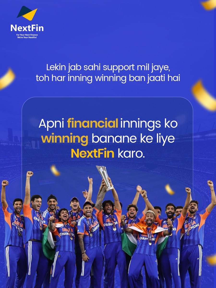 NextFinApp's tweet photo. Ups. Downs. Comebacks. 🏏
Cricket ho ya finances, game tab jeeta jaata hai jab support strong ho.
Apni financial innings ko winning banane ke liye NextFin karo.

#Nextfin #InstantLoans #T20WorldCup2026 #IndiaWinner https://t.co/Im9WvjvbxB