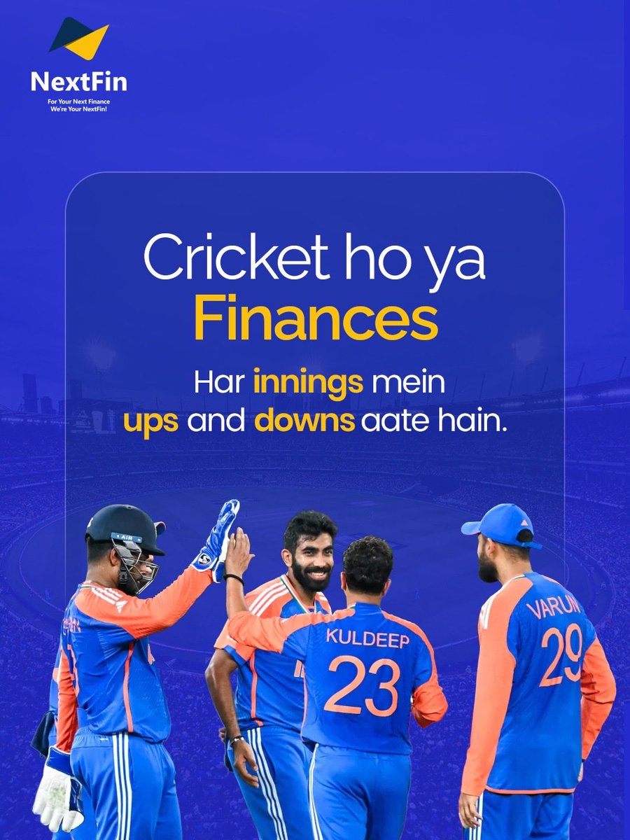NextFinApp's tweet photo. Ups. Downs. Comebacks. 🏏
Cricket ho ya finances, game tab jeeta jaata hai jab support strong ho.
Apni financial innings ko winning banane ke liye NextFin karo.

#Nextfin #InstantLoans #T20WorldCup2026 #IndiaWinner https://t.co/Im9WvjvbxB