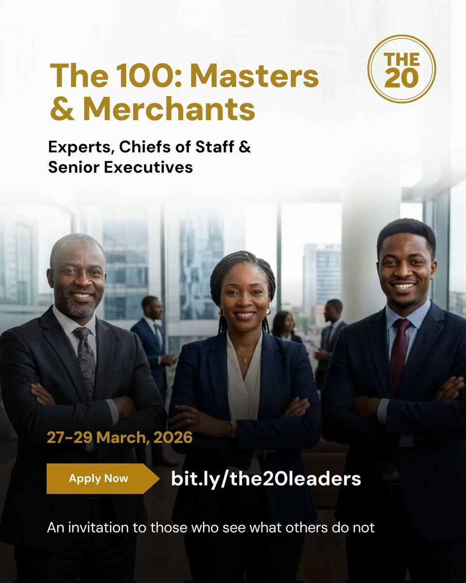 LekeAlder's tweet photo. Final Call: In March 2026, I am convening The 100 - a closed-door program for Experts, Chiefs of Staff &amp; Senior Executives.

If you sit at the centre of execution, translating vision into systems and institutions, then this is for you.

Apply: https://t.co/4tWPz54tIo https://t.co/Y3aDrbhn4m