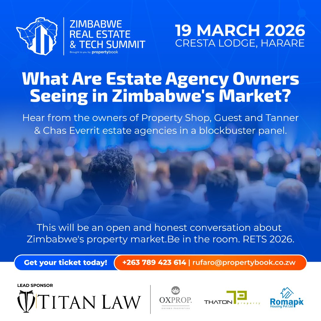 PropertybookZW's tweet photo. Here are some of the burning topics that will be discussed at #RETS2026.   

Follow this link to secure your ticket:
https://t.co/Nof4h1qKOA https://t.co/ECZMpgAoUd