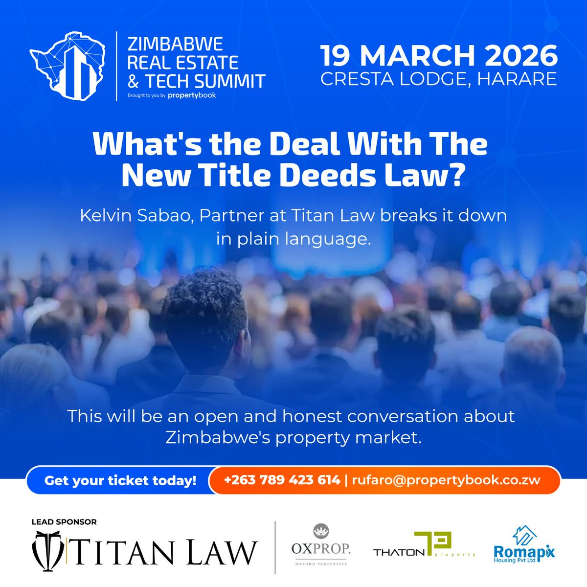 PropertybookZW's tweet photo. Here are some of the burning topics that will be discussed at #RETS2026.   

Follow this link to secure your ticket:
https://t.co/Nof4h1qKOA https://t.co/ECZMpgAoUd