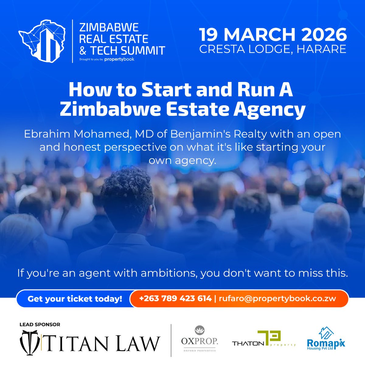 PropertybookZW's tweet photo. Here are some of the burning topics that will be discussed at #RETS2026.   

Follow this link to secure your ticket:
https://t.co/Nof4h1qKOA https://t.co/ECZMpgAoUd