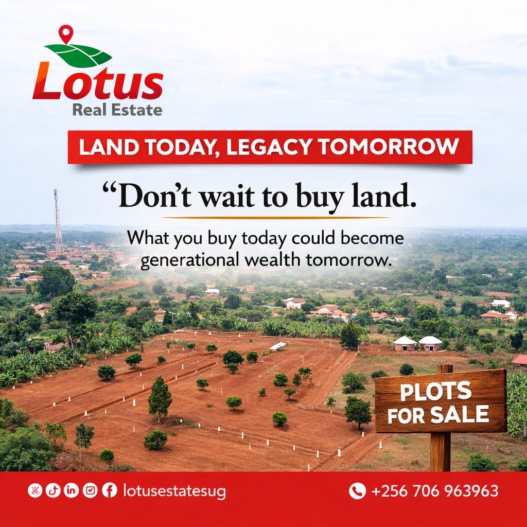 LotusEstatesUG's tweet photo. Land today. Legacy tomorrow. Build your future with Lotus Real Estate.
📞 +256 706 963963
📱 @lotusestatesug
#LotusRealEstate #WhereYourDreamsBegin #LandInvestment #UgandaRealEstate https://t.co/s3ajsaY2Qc