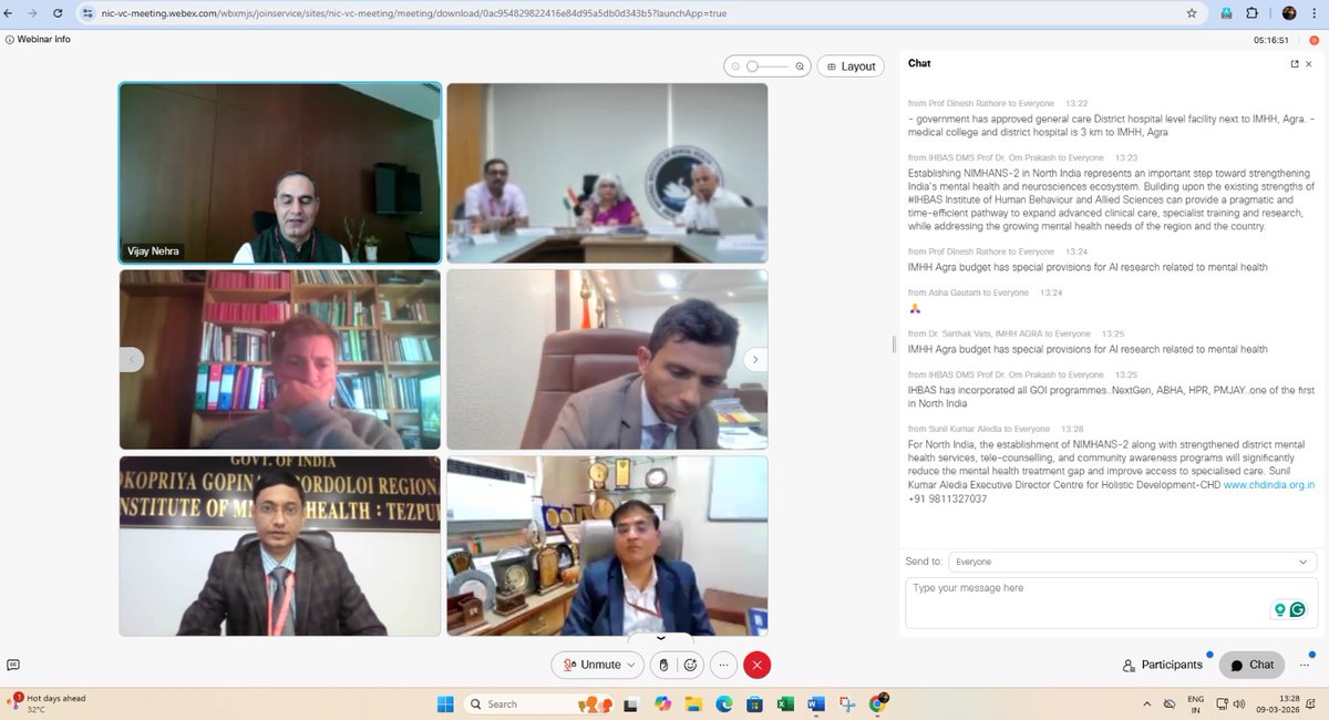 AlediaSunil's tweet photo. Joined the National Post-Budget Webinar on Mental Health by the Ministry of Health &amp; Family Welfare. NIMHANS-2 in North India and upgradation of LGBRIMH, Tezpur &amp; CIP, Ranchi will strengthen India’s mental health system.

@banyanbalm 

#MentalHealth #NIMHANS2 #PublicHealth https://t.co/2i7ZVvKLVz