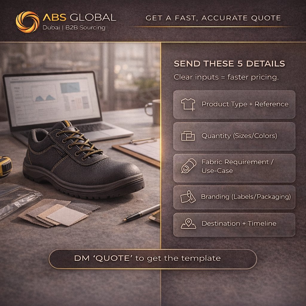 AbsGlobalCorp's tweet image. Get faster quotes with clear inputs! 📝 DM ‘QUOTE’ to receive our template and streamline your B2B sourcing.

#B2BSourcing #FastQuotes #Procurement #IndustrialSupplies #ABSGlobal #DubaiBusiness #BusinessSolutions