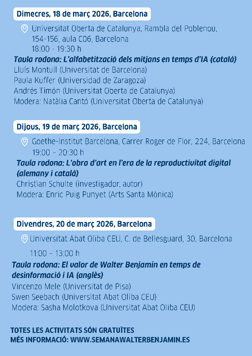 Càtedra Walter Benjamin - UdG tweet media