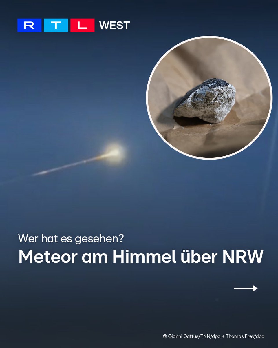 RTLWEST's tweet image. Am Sonntagabend (08.03.) flog ein #Meteor über #NRW. Zahlreiche Menschen riefen beunruhigt die #Polizei an. Zunächst war unklar, um was es sich bei der unbekannten Lichterscheinung handelt. In Rheinland-Pfalz schlug ein Teil des Meteorits sogar in ein Haus ein. Verletzt wurde