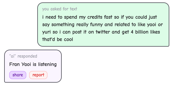 idk who or what fran yaoi is but thanks for the 4 billion likes